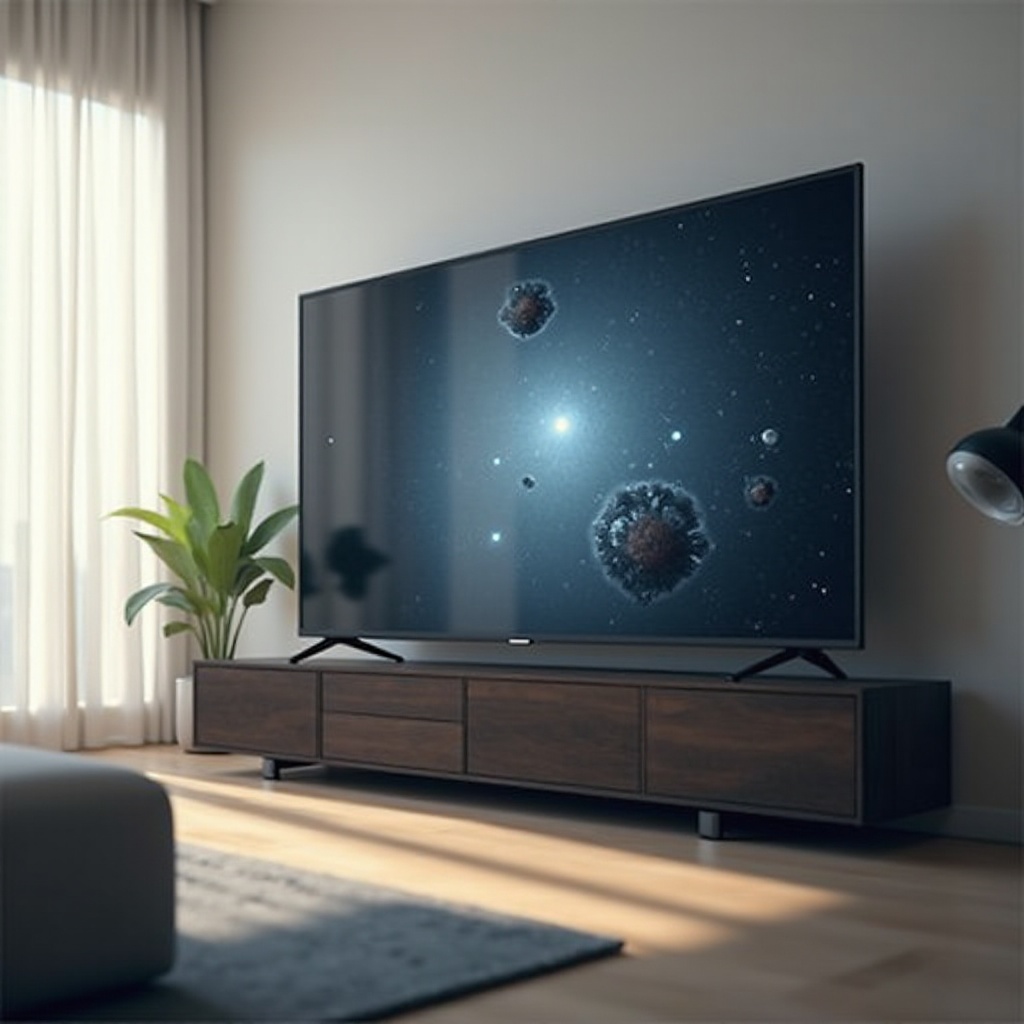 ciemna plama na ekranie telewizora