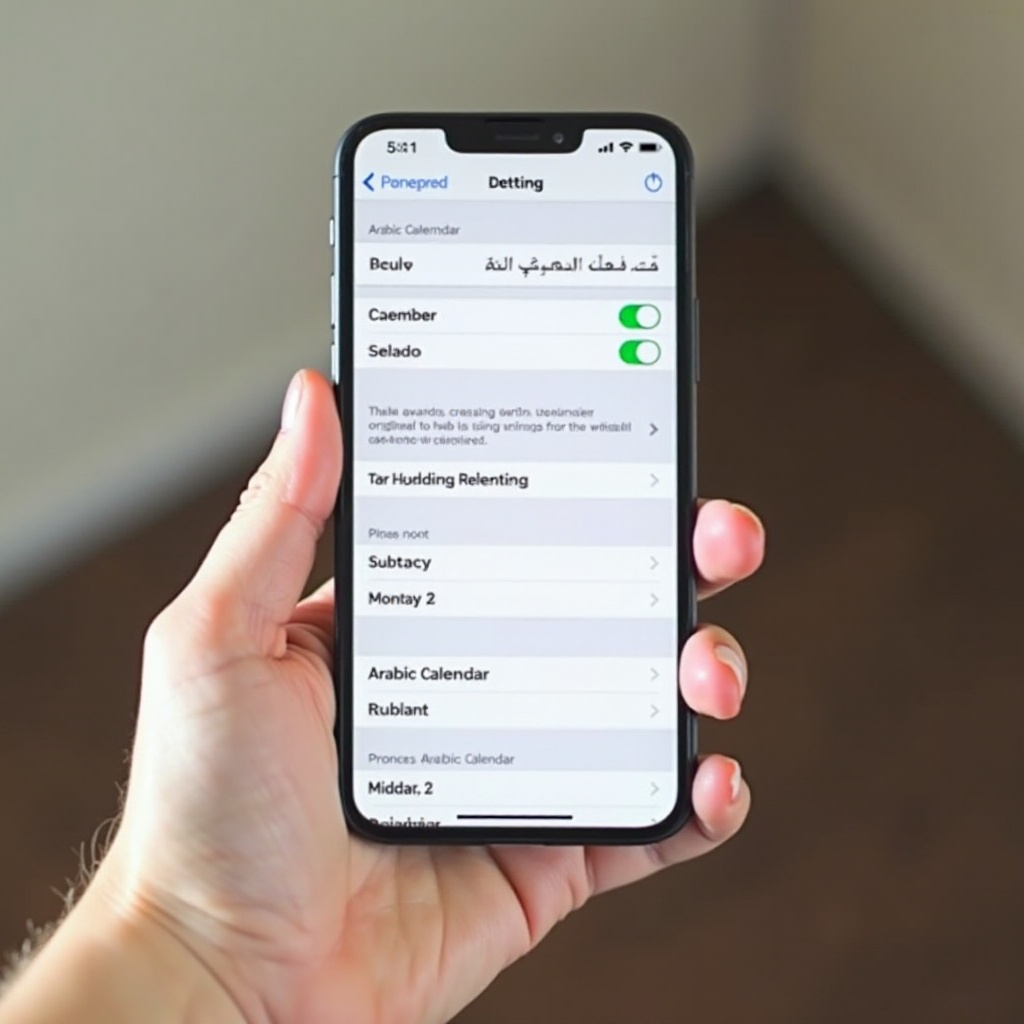 как добавить арабский календарь на iPhone